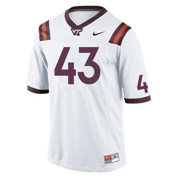 Men #43 John Ransom Virginia Tech Hokies College Football Jerseys Sale-White
